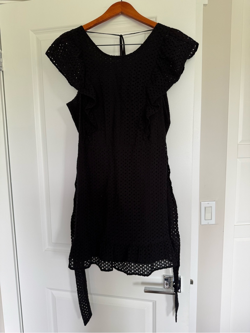 Black Eyelet Ruffle Sleeve Women’s Dress